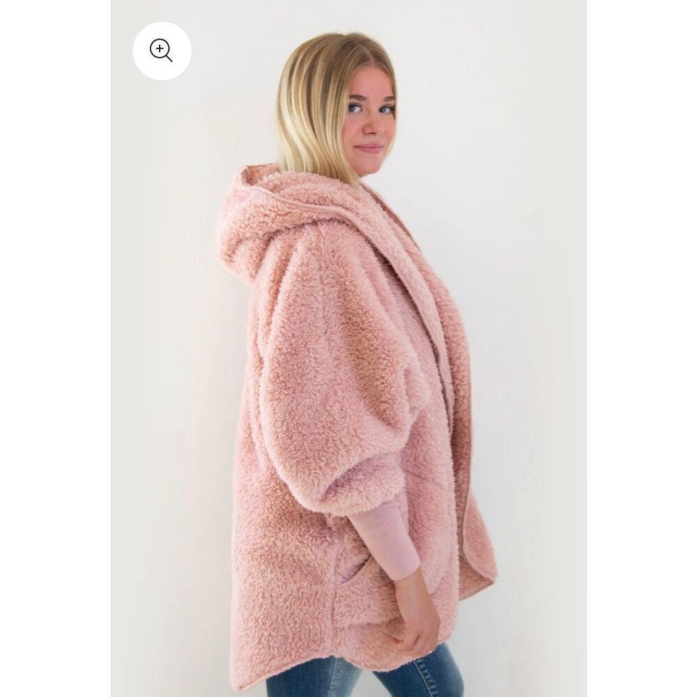 Nordic Beach Blush Wine Oversized Plush Cardigan One Size